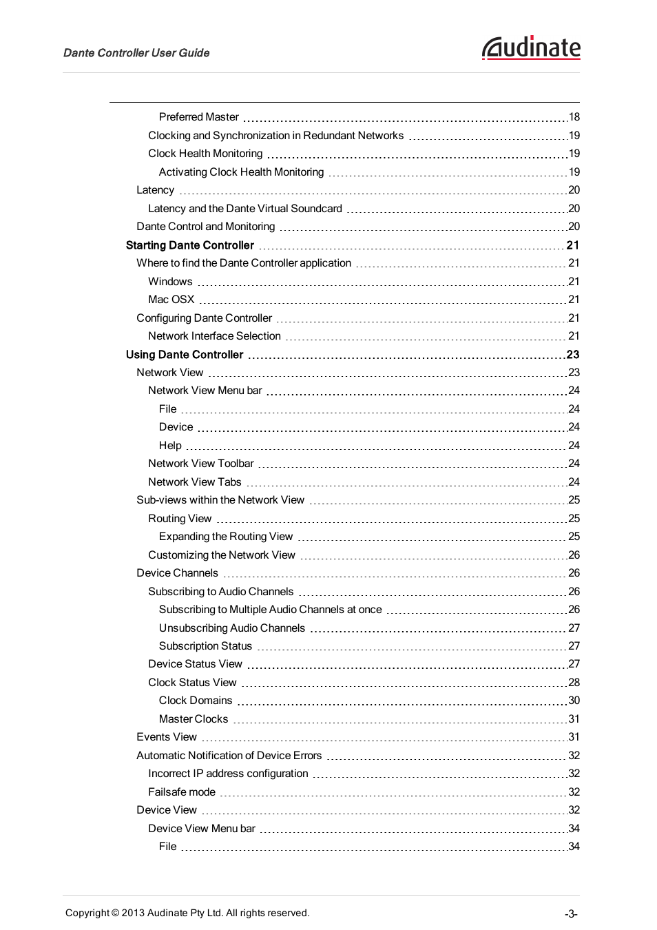 Extron Electronics Dante Controller User Manual | Page 3 / 55