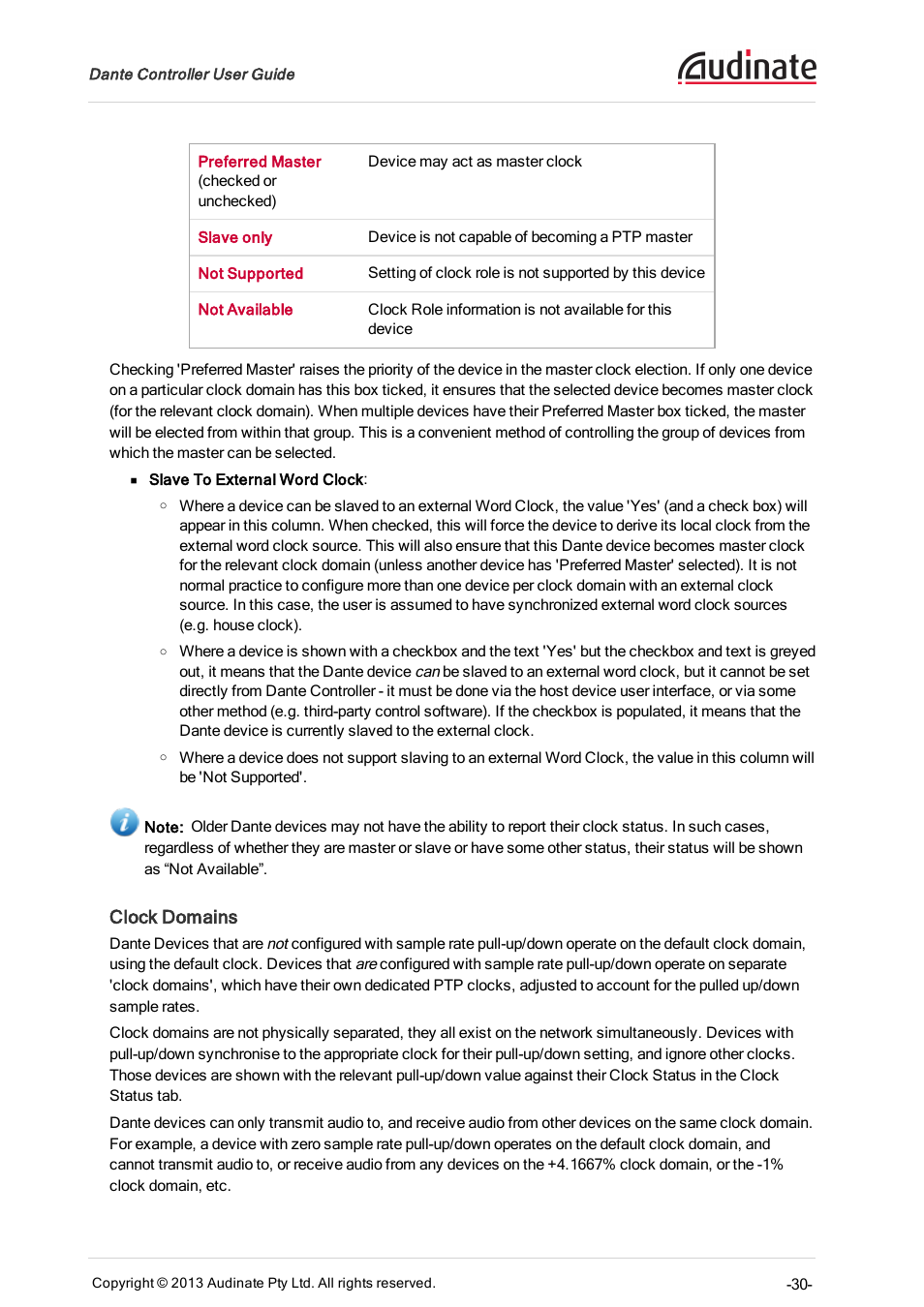 Clock domains | Extron Electronics Dante Controller User Manual | Page 30 / 55