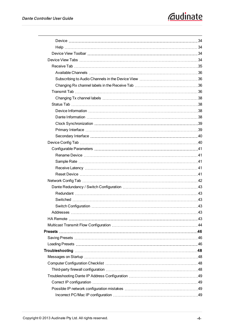 Extron Electronics Dante Controller User Manual | Page 4 / 55