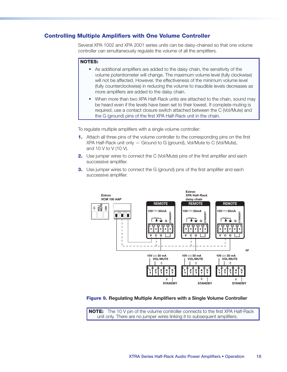 Controlling multiple amplifiers with one, Volume controller | Extron Electronics XTRA Series User Manual | Page 24 / 28