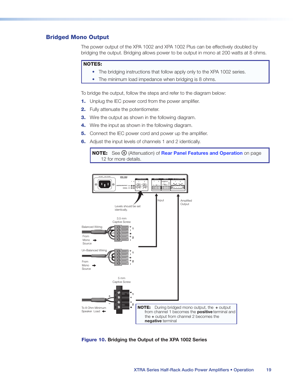 Bridged mono output | Extron Electronics XTRA Series User Manual | Page 25 / 28