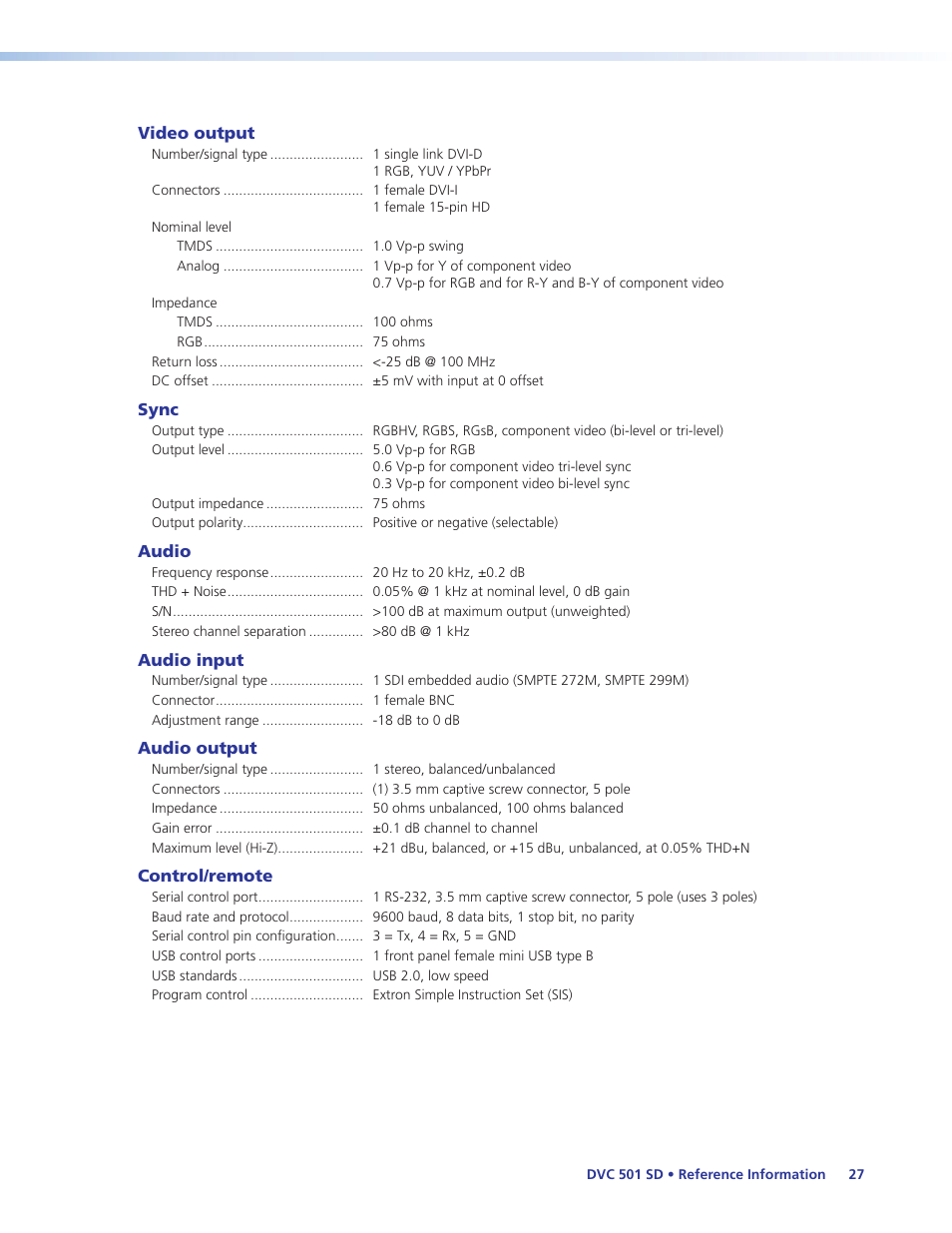 Extron Electronics DVC 501 SD User Guide User Manual | Page 33 / 38