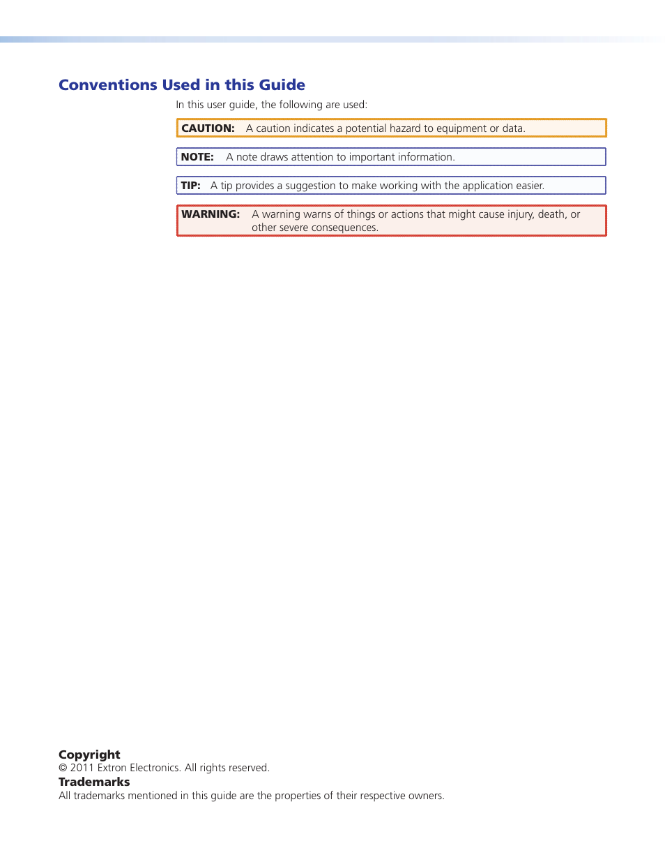 Conventions used in this guide | Extron Electronics DTP HDMI 301 User Guide User Manual | Page 4 / 23