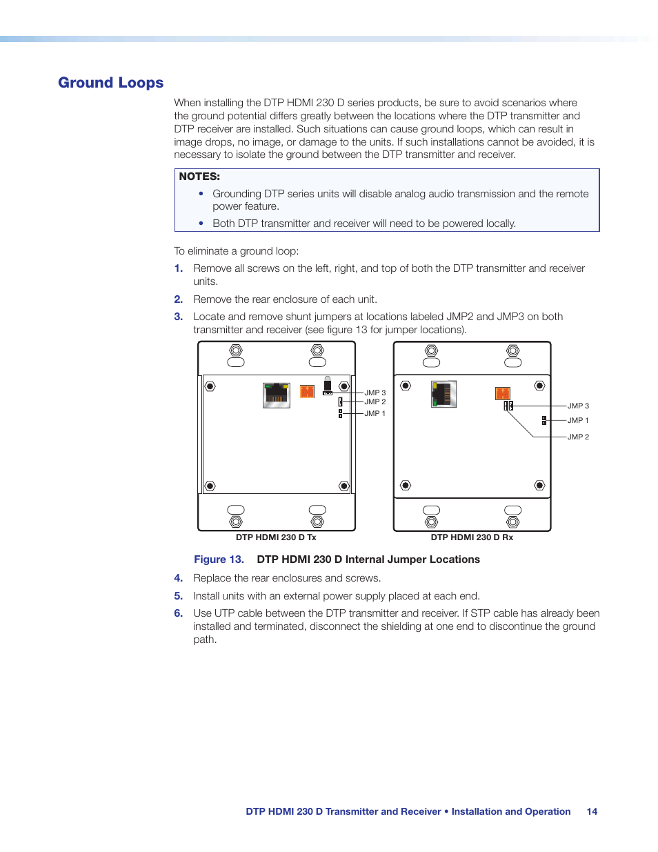 Ground loops, Operation | Extron Electronics DTP HDMI 230 D User Guide User Manual | Page 20 / 22