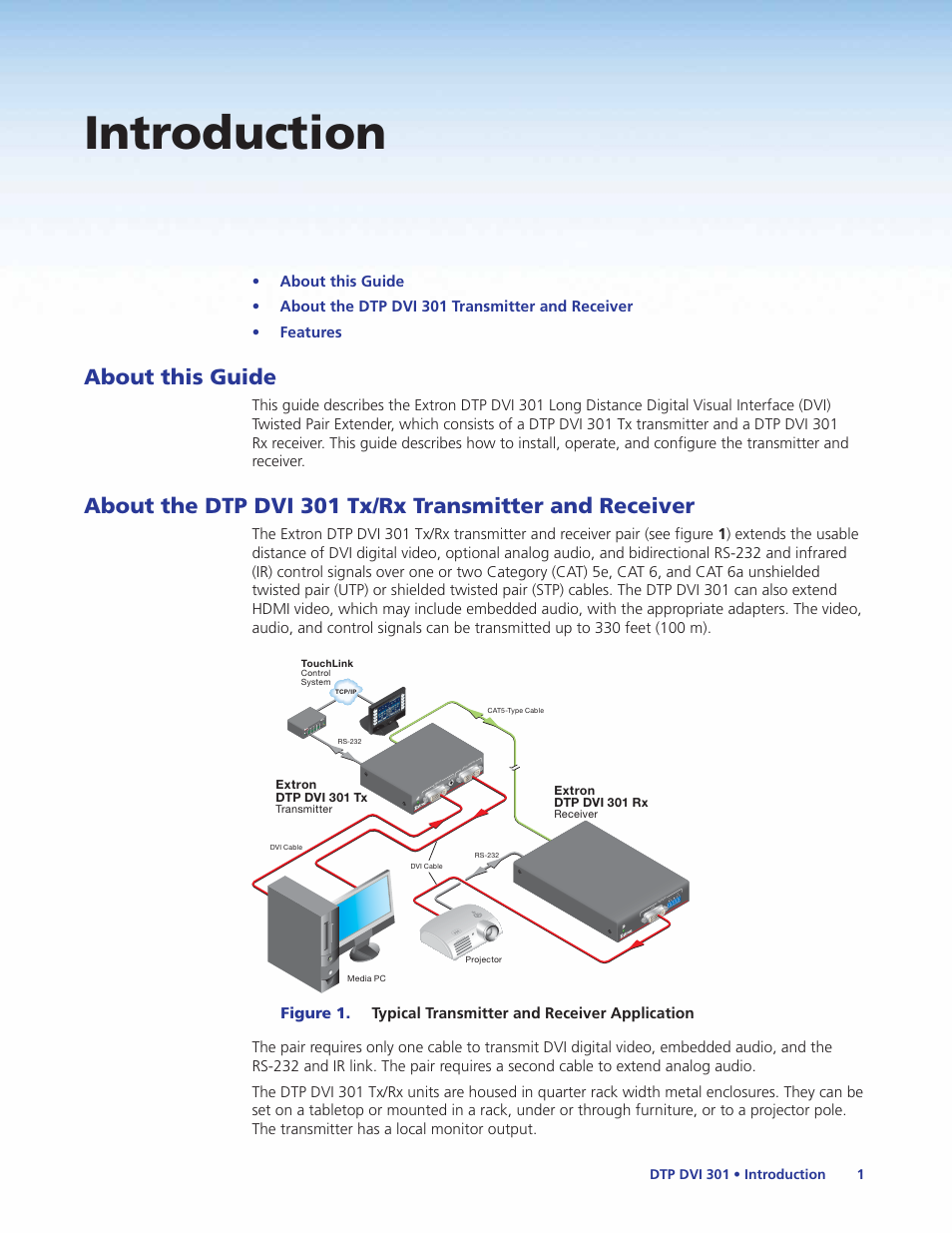 Introduction, About this guide, And receiver | Extron Electronics DTP DVI 301 User Guide User Manual | Page 7 / 23