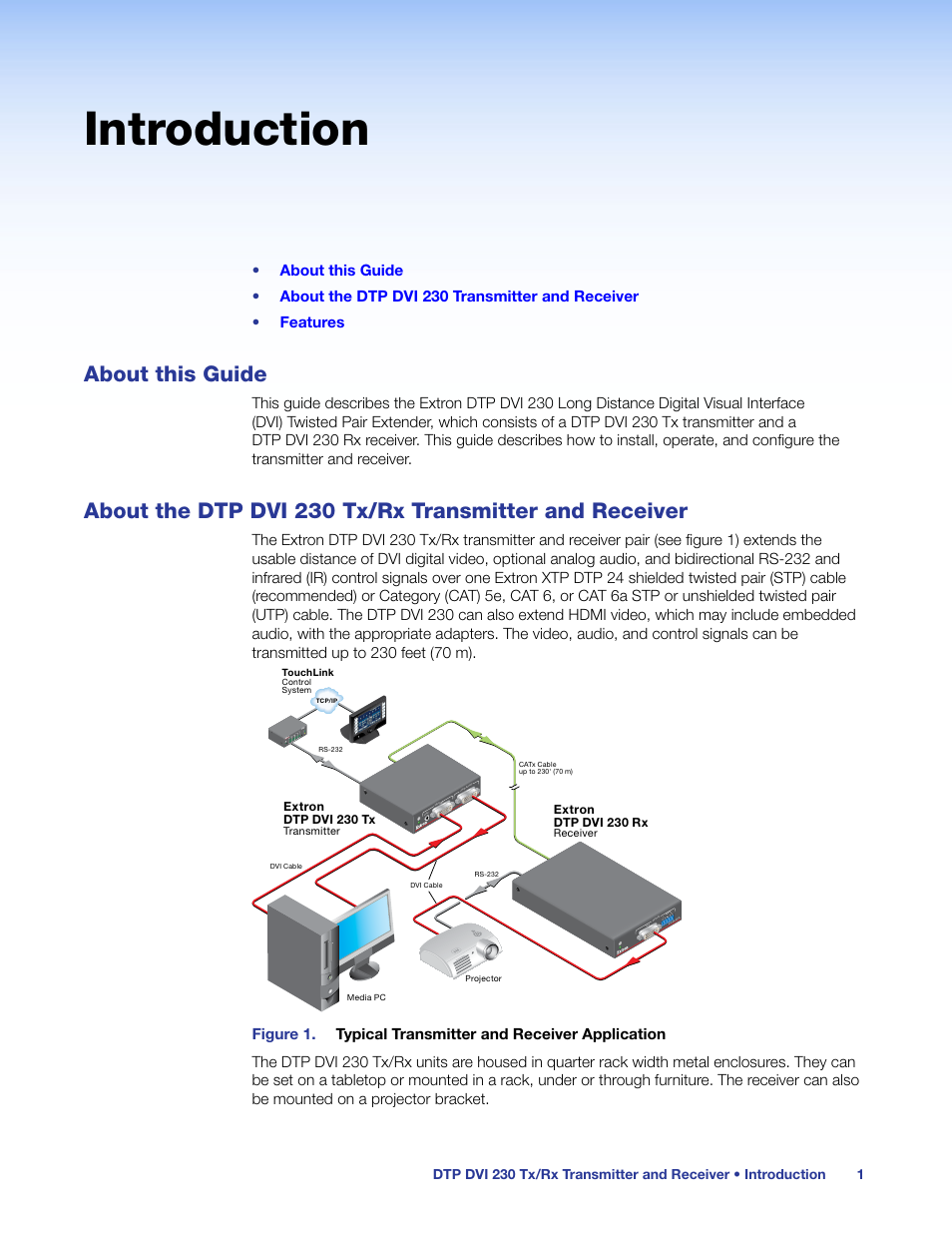 Introduction, About this guide, And receiver | Extron Electronics DTP DVI 230 User Guide User Manual | Page 7 / 19