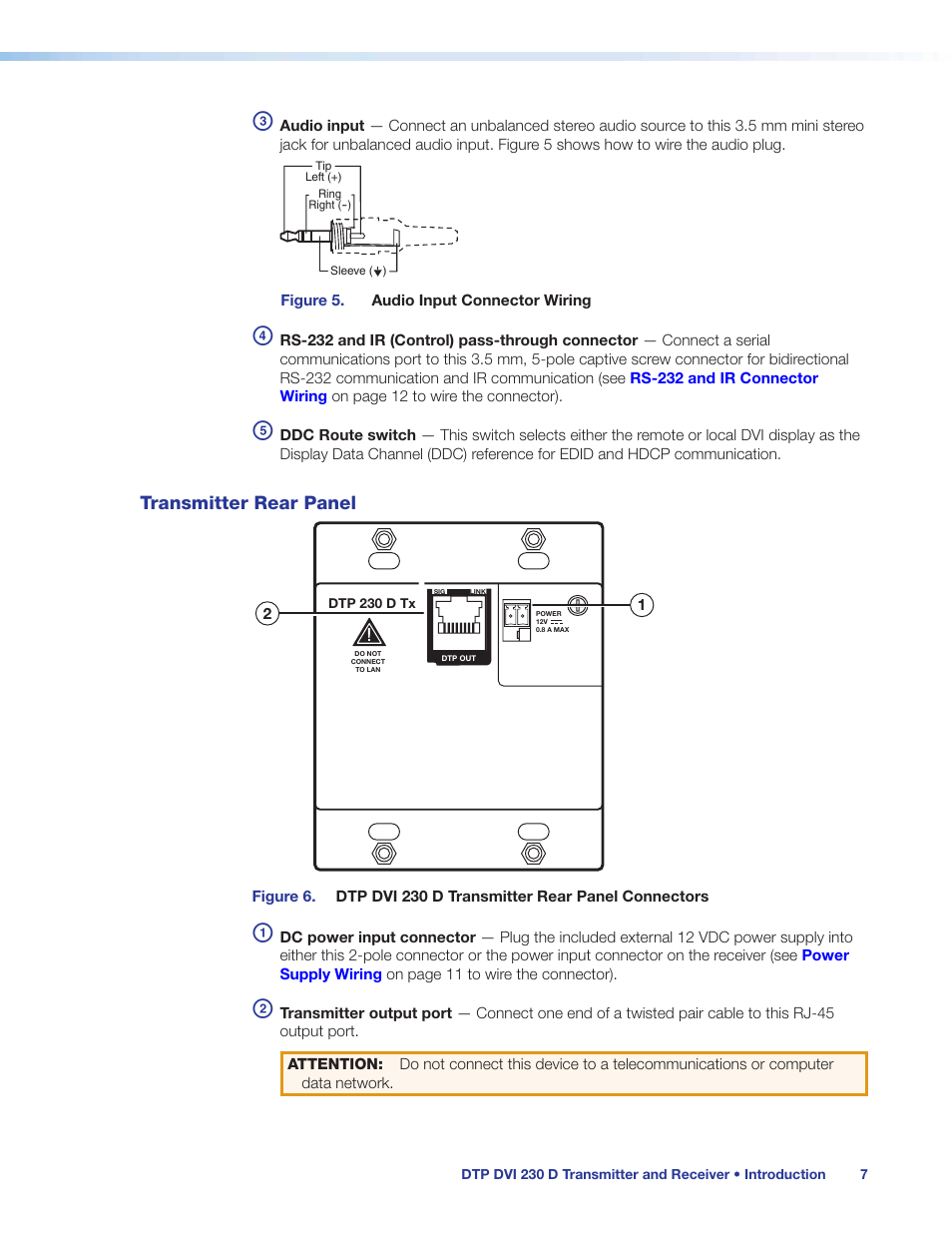 Transmitter rear panel, Ear of the unit (see | Extron Electronics DTP DVI 230 D User Guide User Manual | Page 13 / 22