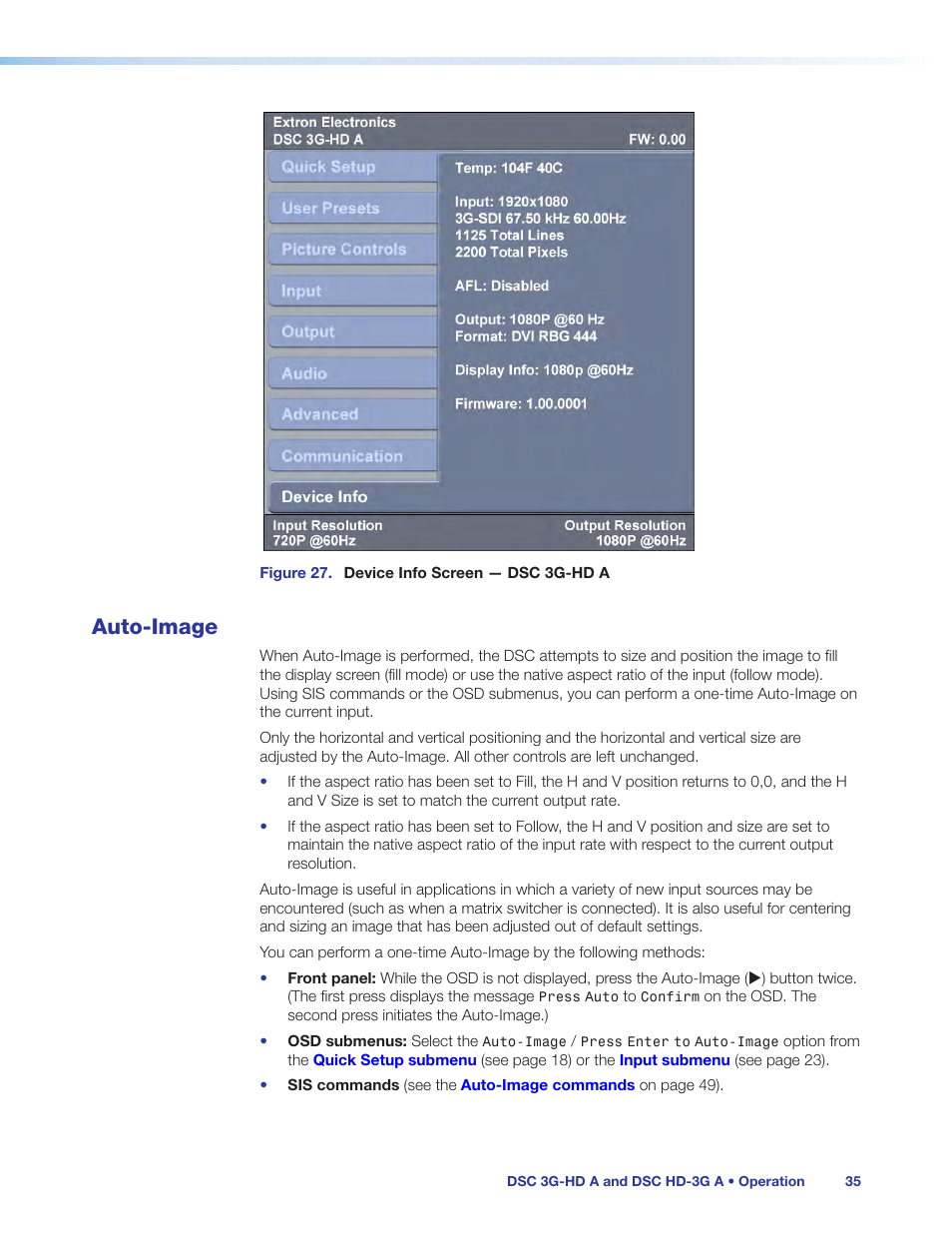 Auto-image | Extron Electronics DSC HD-3G A User Guide User Manual | Page 41 / 74