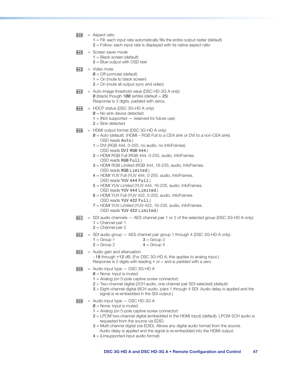 Extron Electronics DSC HD-3G A User Guide User Manual | Page 53 / 74