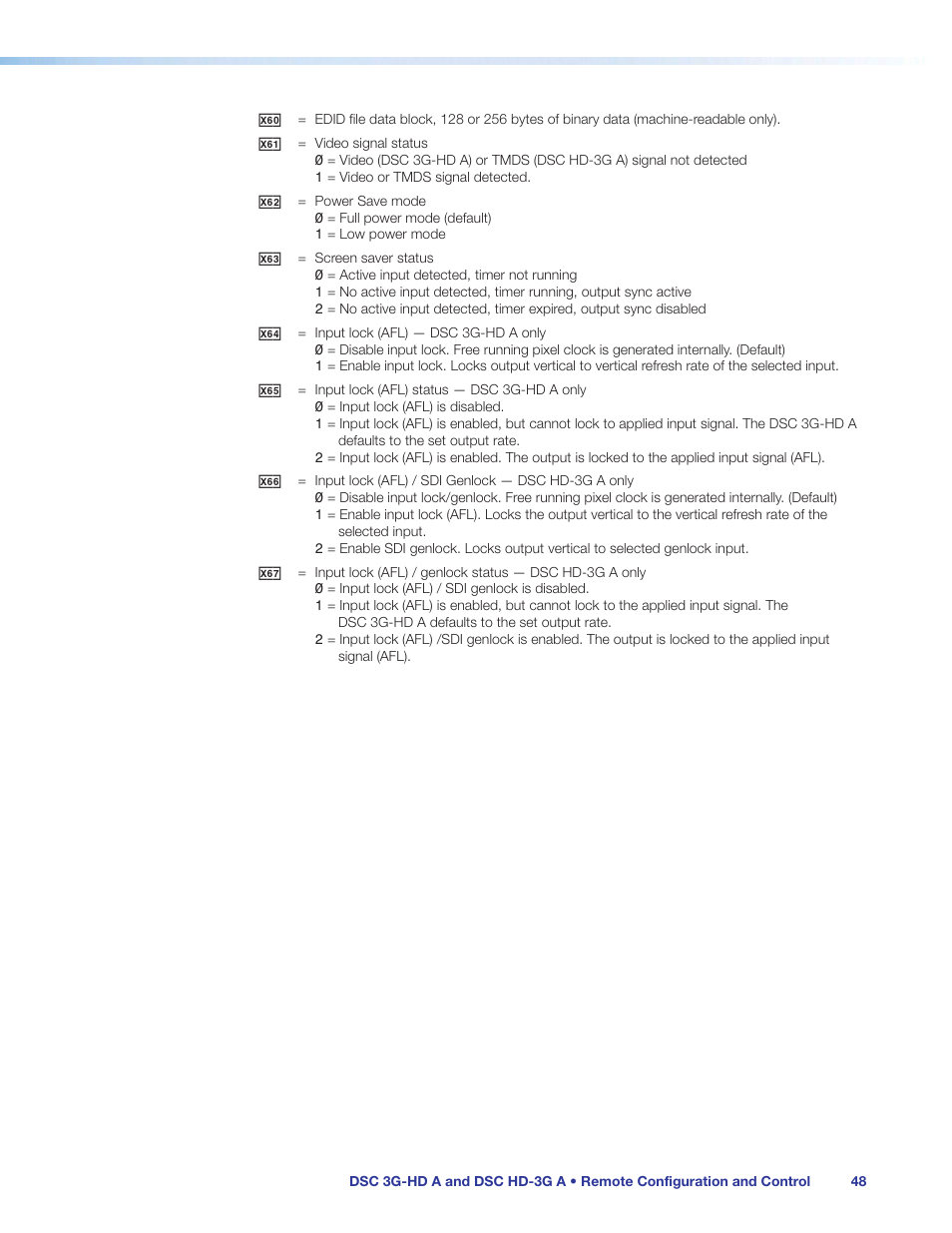 Extron Electronics DSC HD-3G A User Guide User Manual | Page 54 / 74