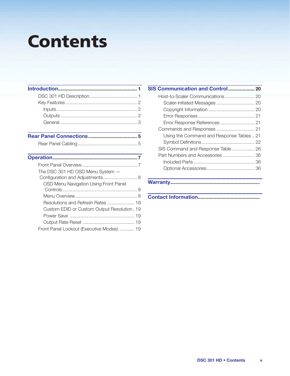 Extron Electronics DSC 301 HD User Guide User Manual | Page 5 / 44