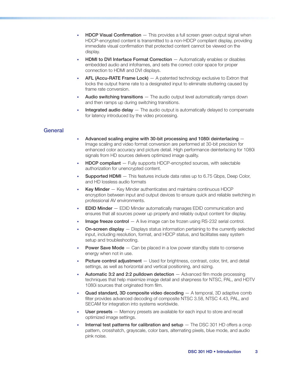 General | Extron Electronics DSC 301 HD User Guide User Manual | Page 9 / 44