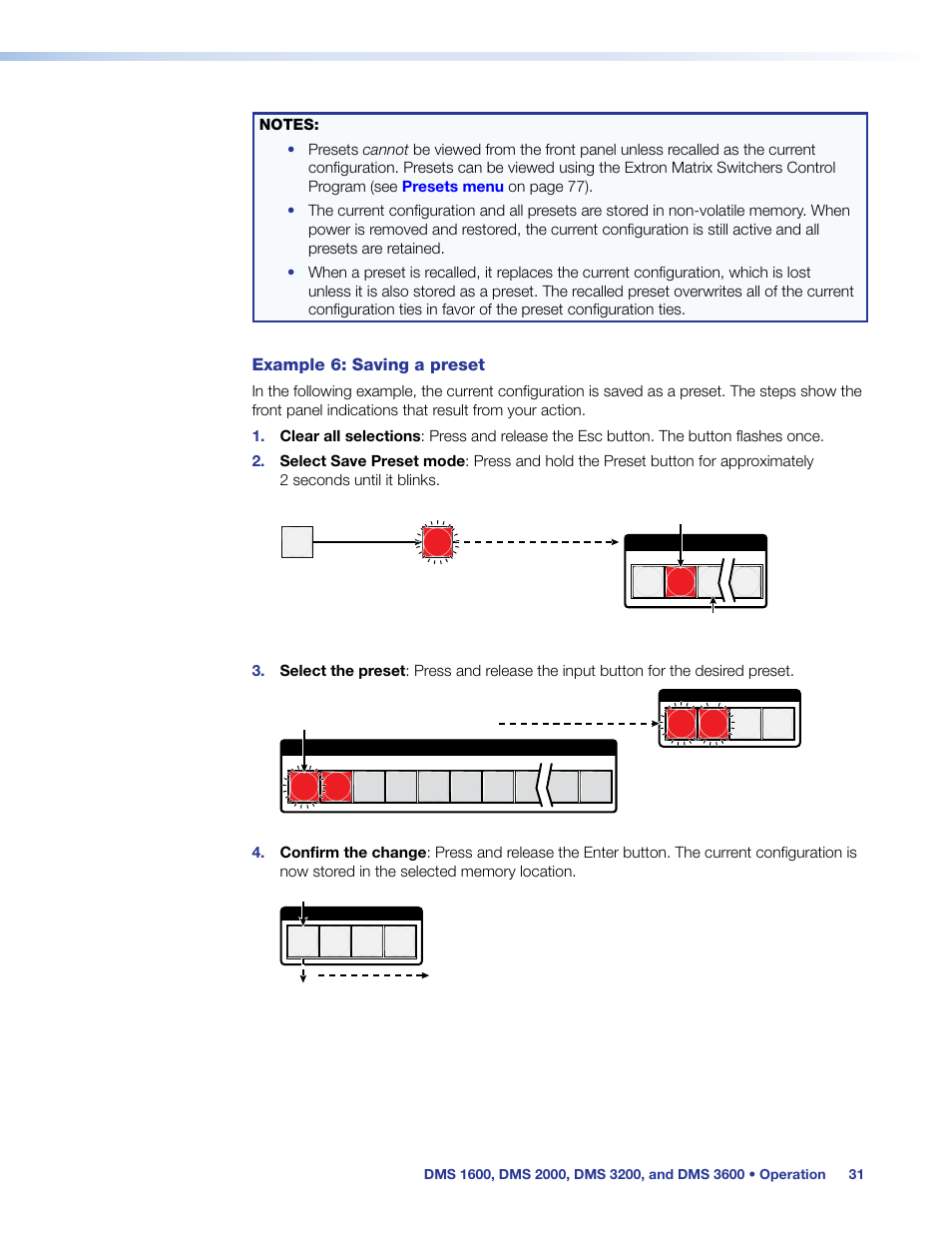 Saving a preset, Example 6: saving a preset | Extron Electronics DMS 1600_2000_3200_3600 User Guide User Manual | Page 37 / 121