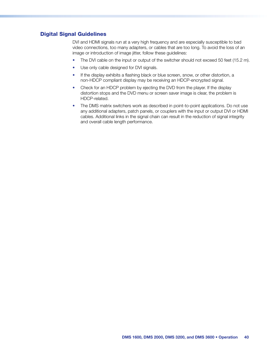 Digital signal guidelines | Extron Electronics DMS 1600_2000_3200_3600 User Guide User Manual | Page 46 / 121