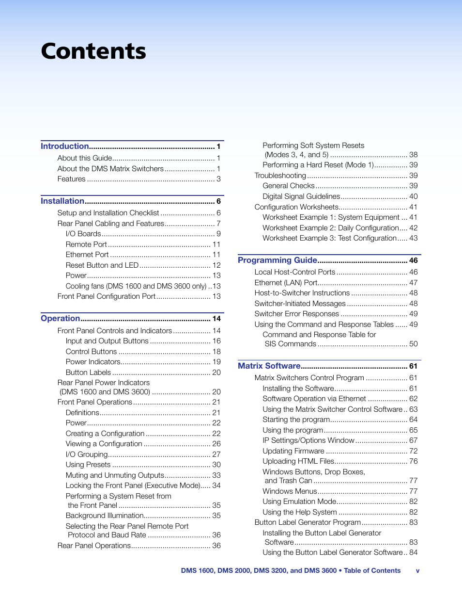 Extron Electronics DMS 1600_2000_3200_3600 User Guide User Manual | Page 5 / 121