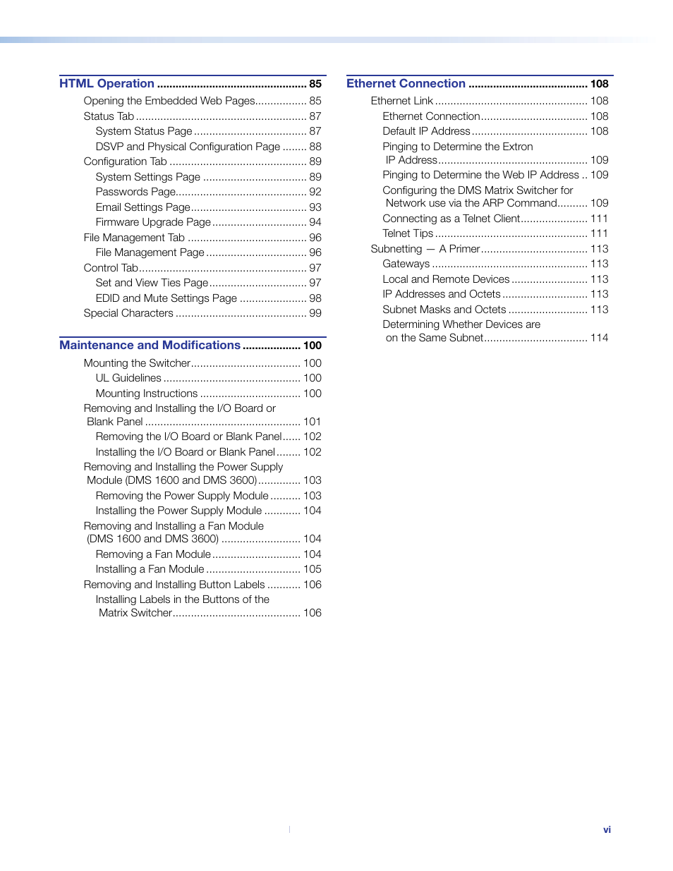 Extron Electronics DMS 1600_2000_3200_3600 User Guide User Manual | Page 6 / 121