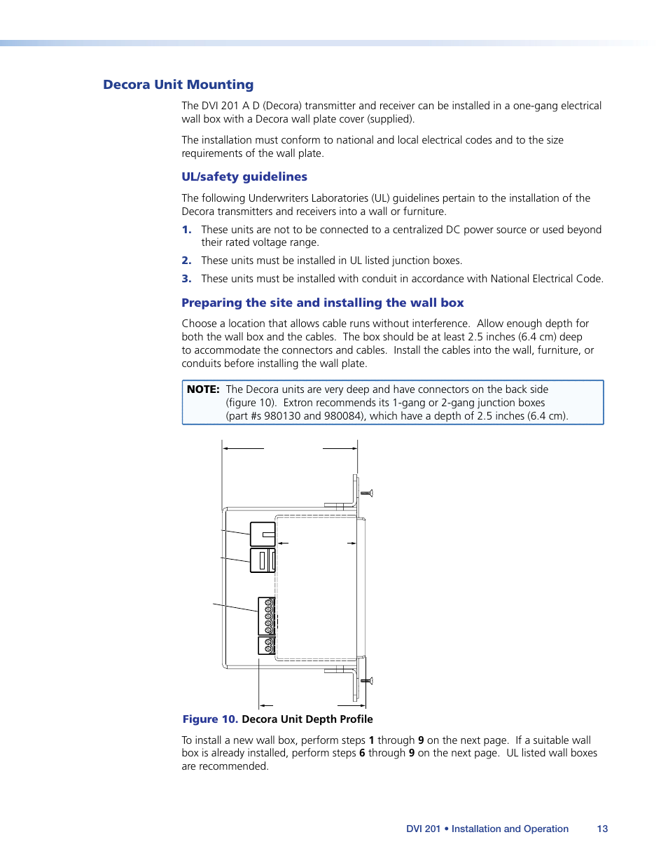 Decora unit mounting | Extron Electronics DVI 201 User Guide User Manual | Page 17 / 40