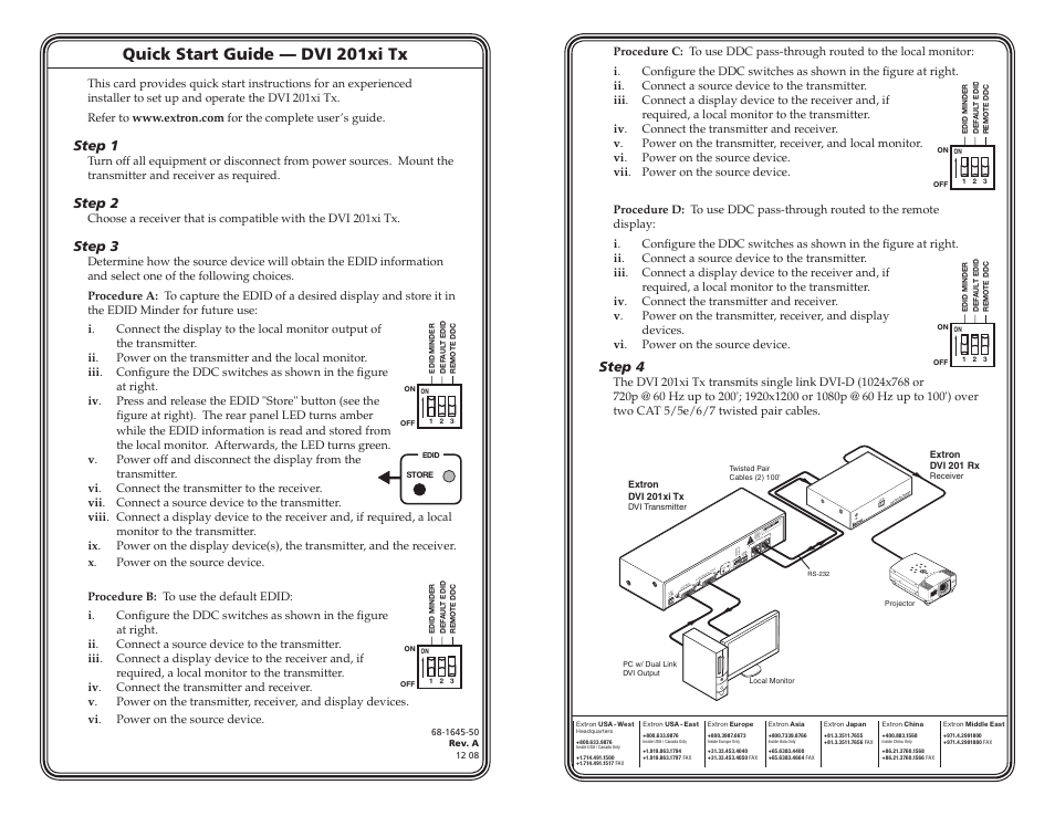 Extron Electronics DVI 201xi Tx Quick Start Guide User Manual | 1 page