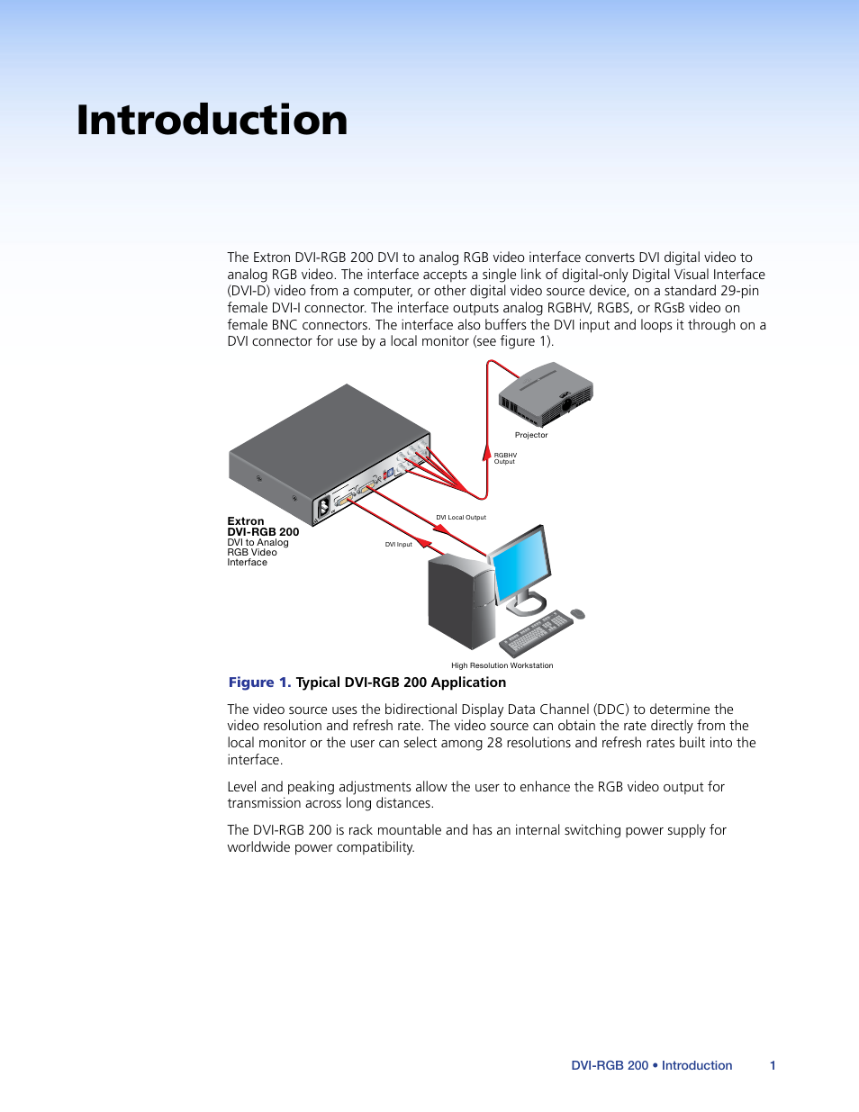 Introduction, 1on 2, Dvi-rgb 200 • introduction 1 | Extron Electronics DVI-RGB 200 User Guide User Manual | Page 6 / 19