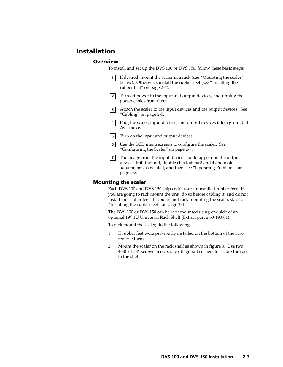 Installation | Extron Electronics DVS 150 User Manual | Page 13 / 42