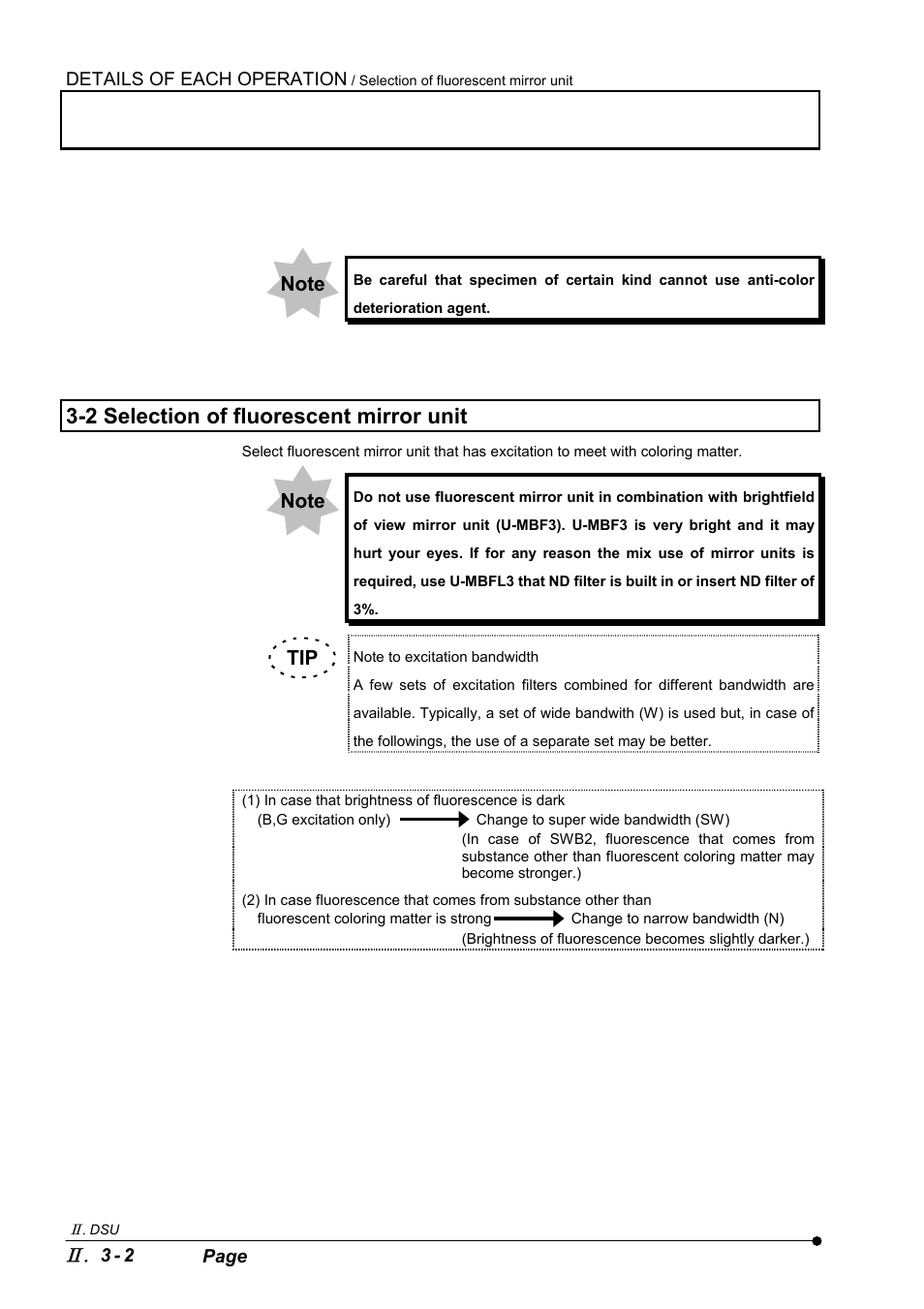 2 selection of fluorescent mirror unit | Olympus IX2-DSU BX-DSU User Manual | Page 26 / 84