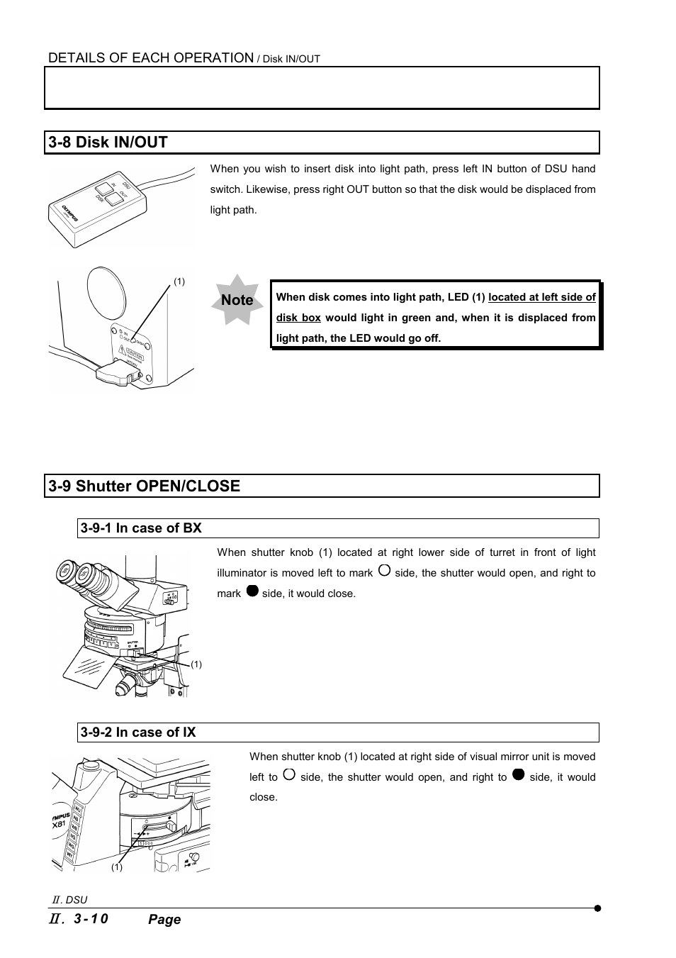 8 disk in/out, 9 shutter open/close, 9-1 in case of bx | 9-2 in case of ix | Olympus IX2-DSU BX-DSU User Manual | Page 34 / 84