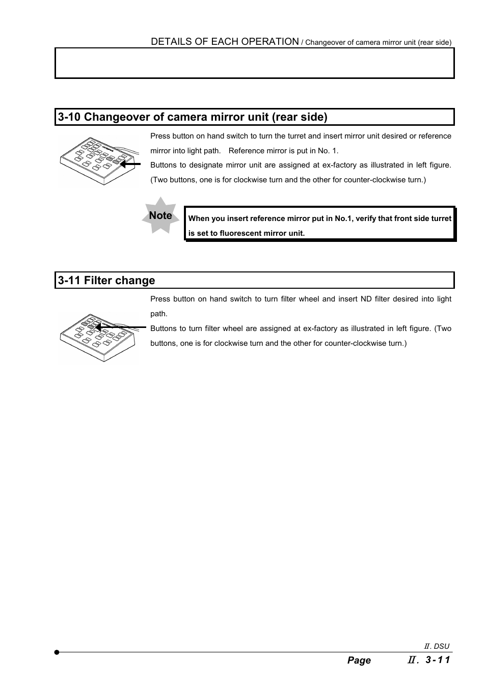 10 changeover of camera mirror unit (rear side), 11 filter change | Olympus IX2-DSU BX-DSU User Manual | Page 35 / 84