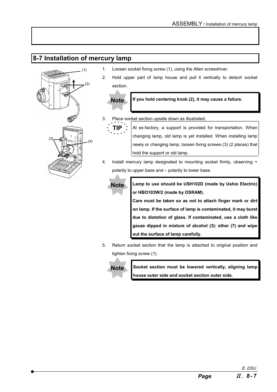 7 installation of mercury lamp | Olympus IX2-DSU BX-DSU User Manual | Page 61 / 84