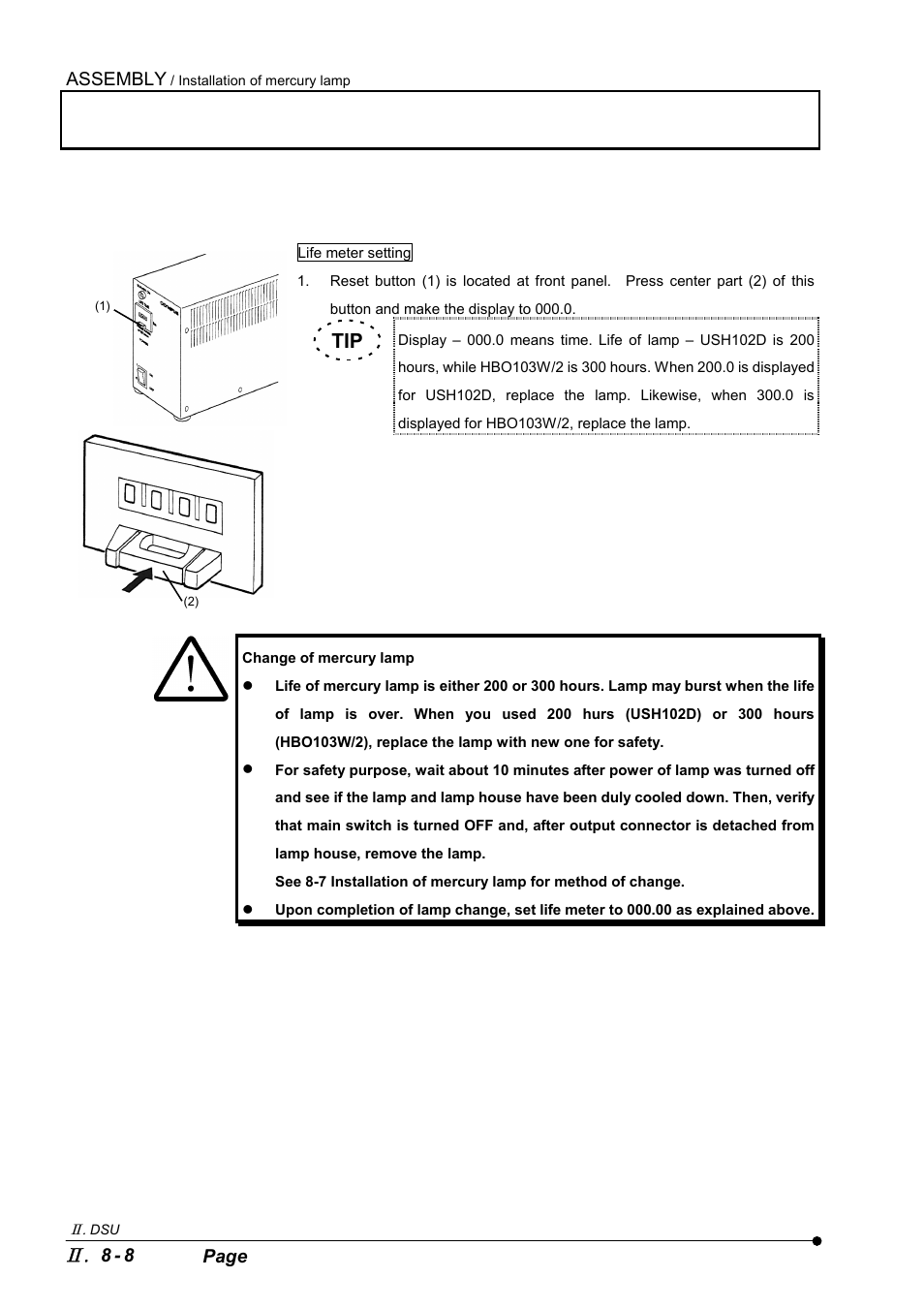 Assembly, 8 - 8 page | Olympus IX2-DSU BX-DSU User Manual | Page 62 / 84