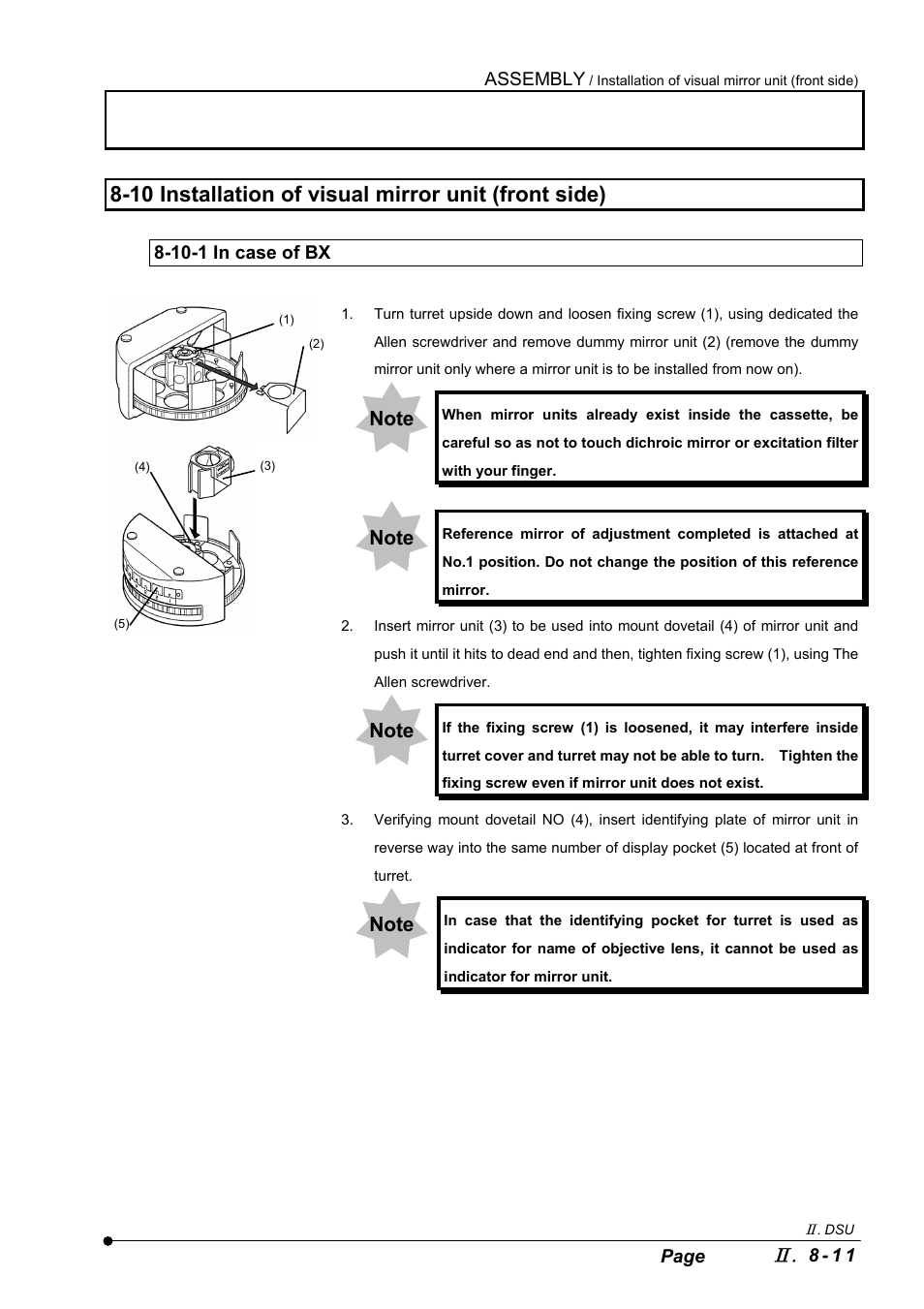 10 installation of visual mirror unit (front side), 10-1 in case of bx | Olympus IX2-DSU BX-DSU User Manual | Page 65 / 84