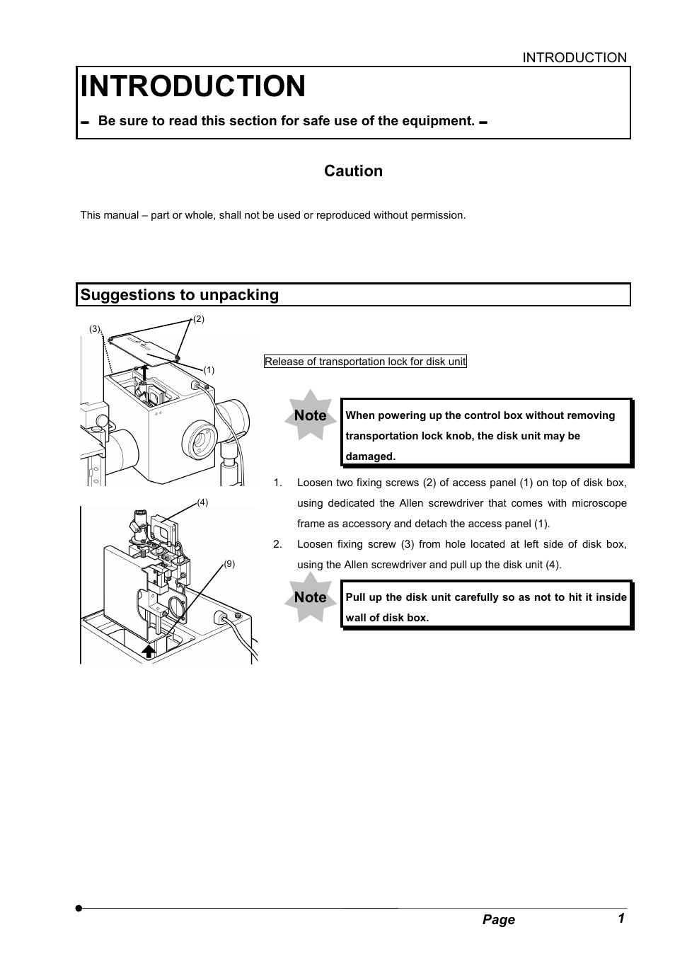 Caution, Suggestions to unpacking, Introduction | Olympus IX2-DSU BX-DSU User Manual | Page 7 / 84