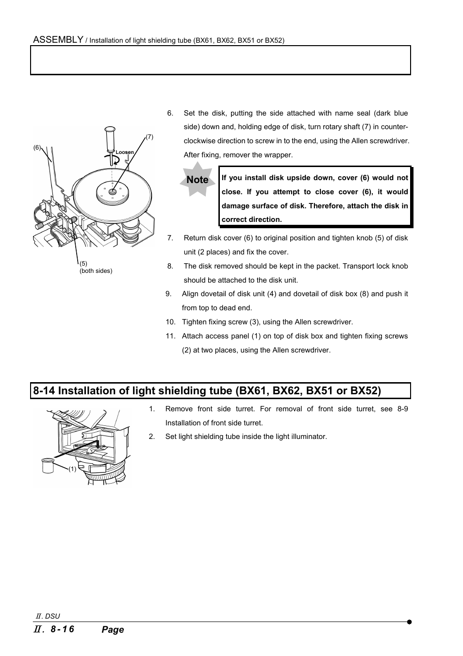 Assembly, 8 - 1 6 page | Olympus IX2-DSU BX-DSU User Manual | Page 70 / 84