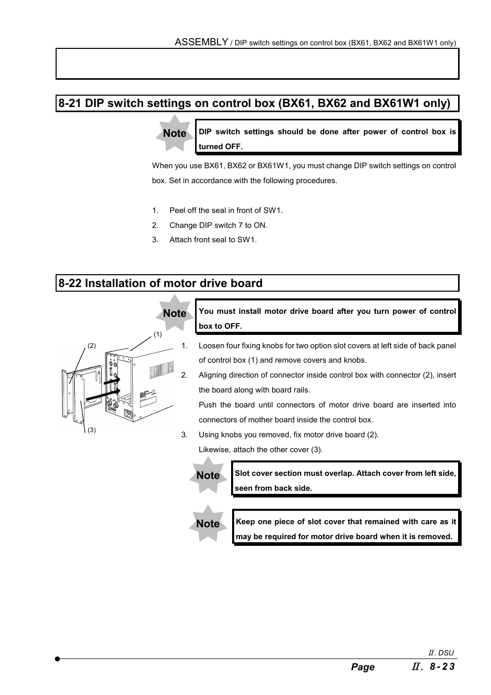 22 installation of motor drive board | Olympus IX2-DSU BX-DSU User Manual | Page 77 / 84