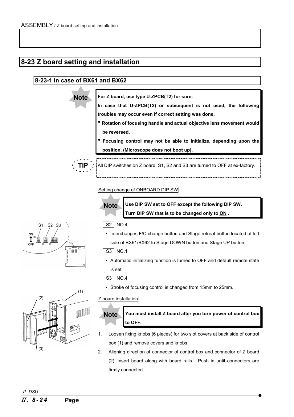 23 z board setting and installation, 23-1 in case of bx61 and bx62 | Olympus IX2-DSU BX-DSU User Manual | Page 78 / 84