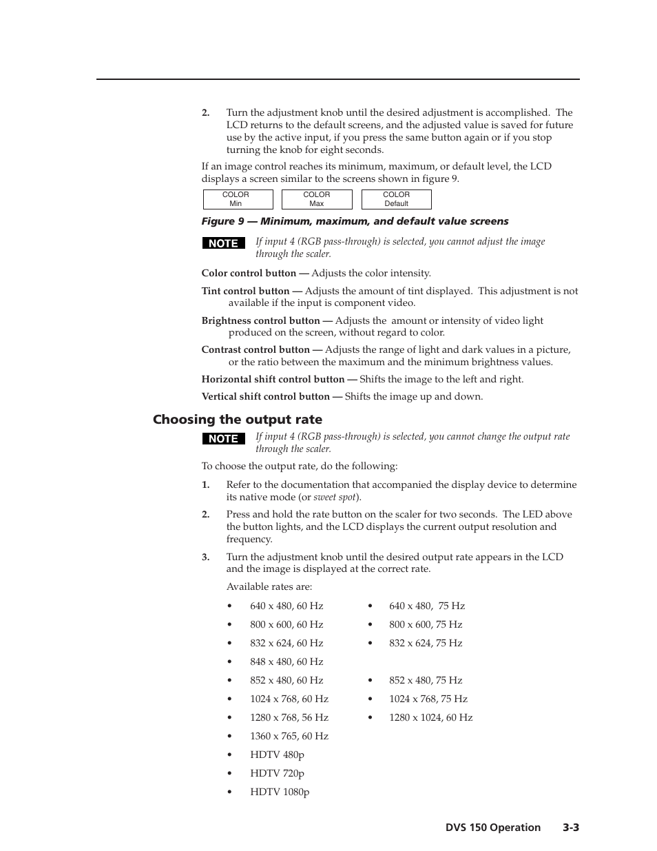 Choosing the output rate | Extron Electronics DVS 150 User Manual | Page 21 / 38