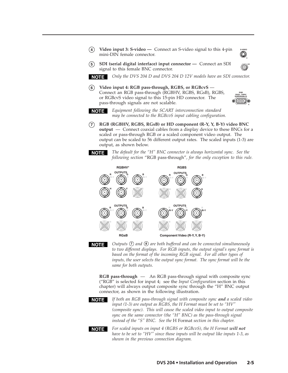 5 dvs 204 • installation and operation, Outputs | Extron Electronics DVS 204 Series User Manual | Page 15 / 52