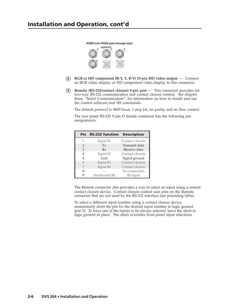 Installation and operation, cont’d | Extron Electronics DVS 204 Series User Manual | Page 16 / 52