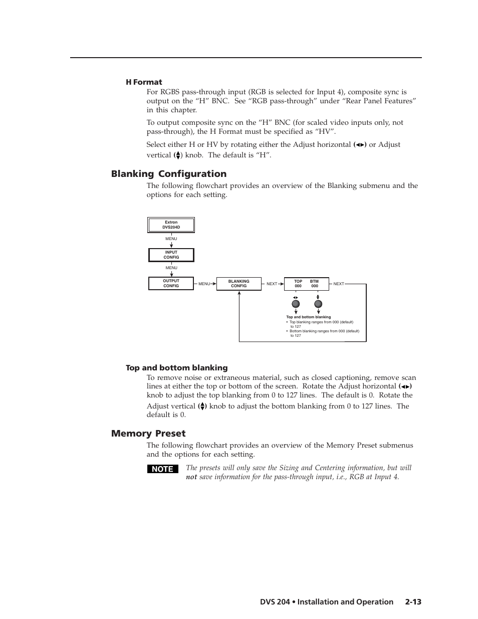 Blanking configuration, Top and bottom blanking | Extron Electronics DVS 204 Series User Manual | Page 23 / 52