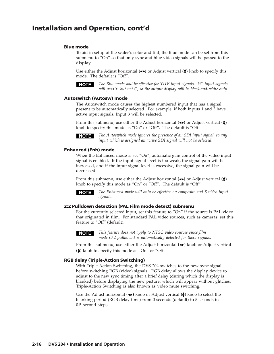 Installation and operation, cont’d | Extron Electronics DVS 204 Series User Manual | Page 26 / 52