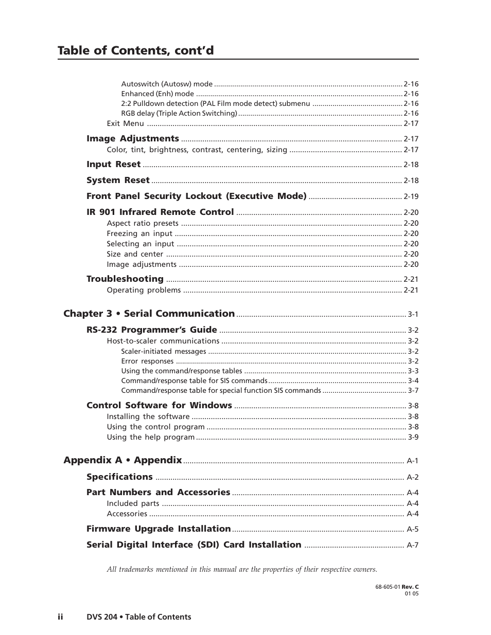 Table of contents, cont’d | Extron Electronics DVS 204 Series User Manual | Page 6 / 52