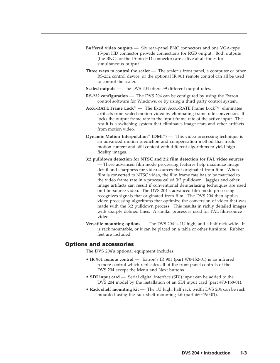 Options and accessories | Extron Electronics DVS 204 Series User Manual | Page 9 / 52