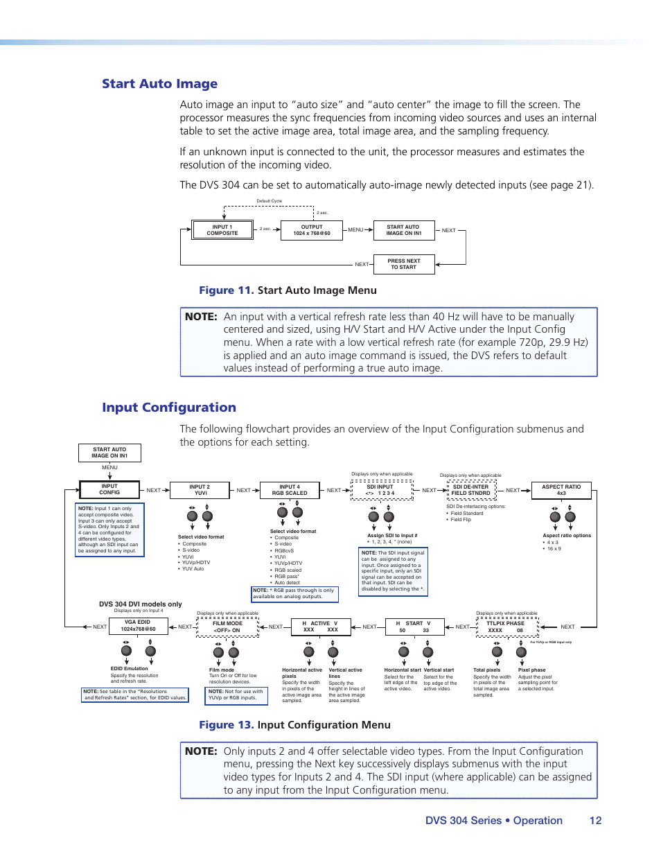 Start auto image, Input configuration, Start auto image input configuration | Extron Electronics DVS 304 Series User Guide User Manual | Page 17 / 92