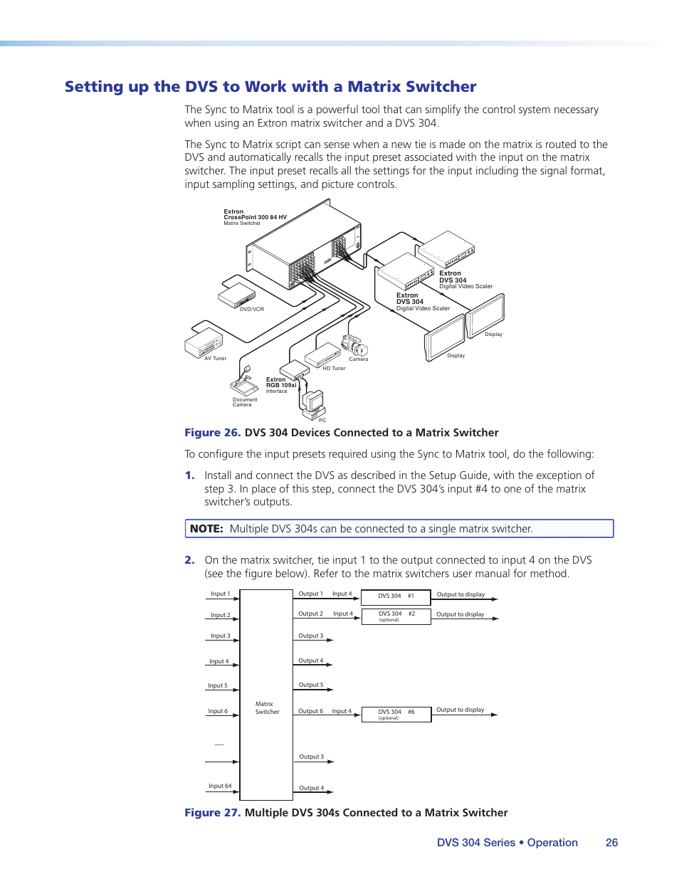 Setting up the dvs to work with a matrix switcher, Setting up the dvs to work with a matrix, Switcher | Extron Electronics DVS 304 Series User Guide User Manual | Page 31 / 92