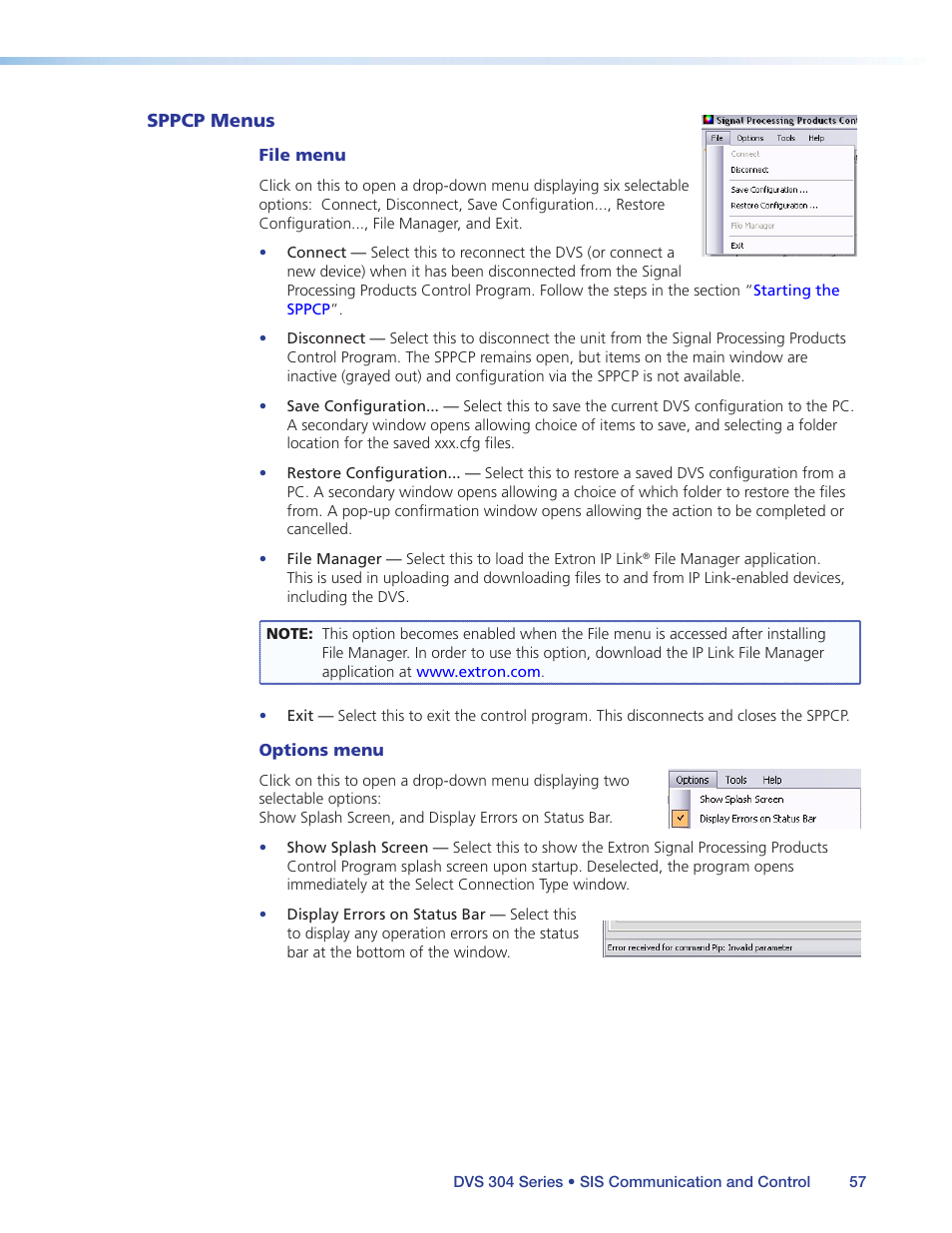 Sppcp menus | Extron Electronics DVS 304 Series User Guide User Manual | Page 62 / 92