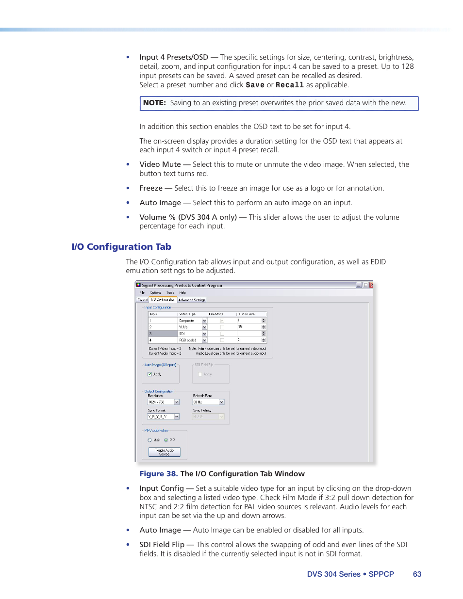 I/o configuration tab | Extron Electronics DVS 304 Series User Guide User Manual | Page 68 / 92