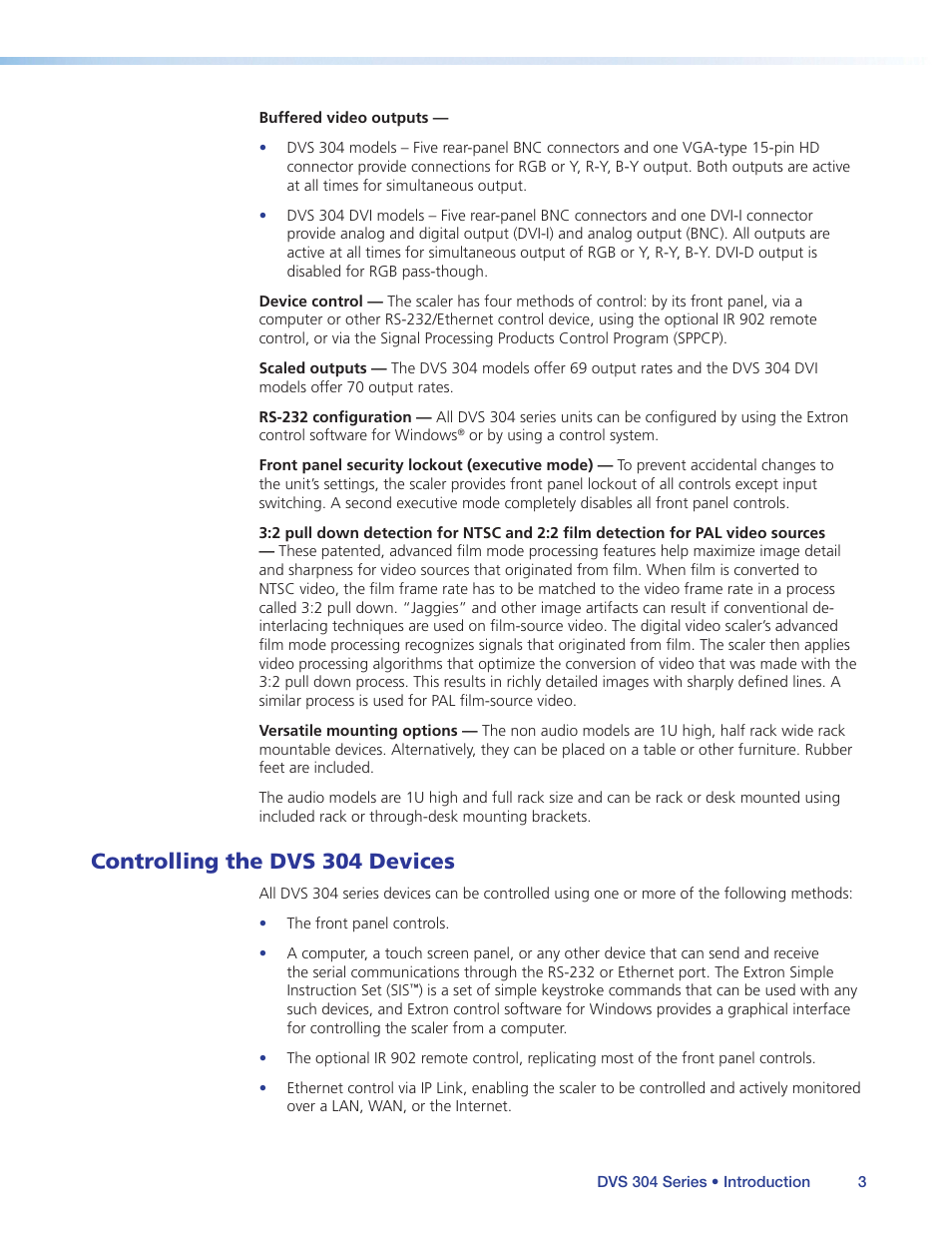 Controlling the dvs 304 devices | Extron Electronics DVS 304 Series User Guide User Manual | Page 8 / 92