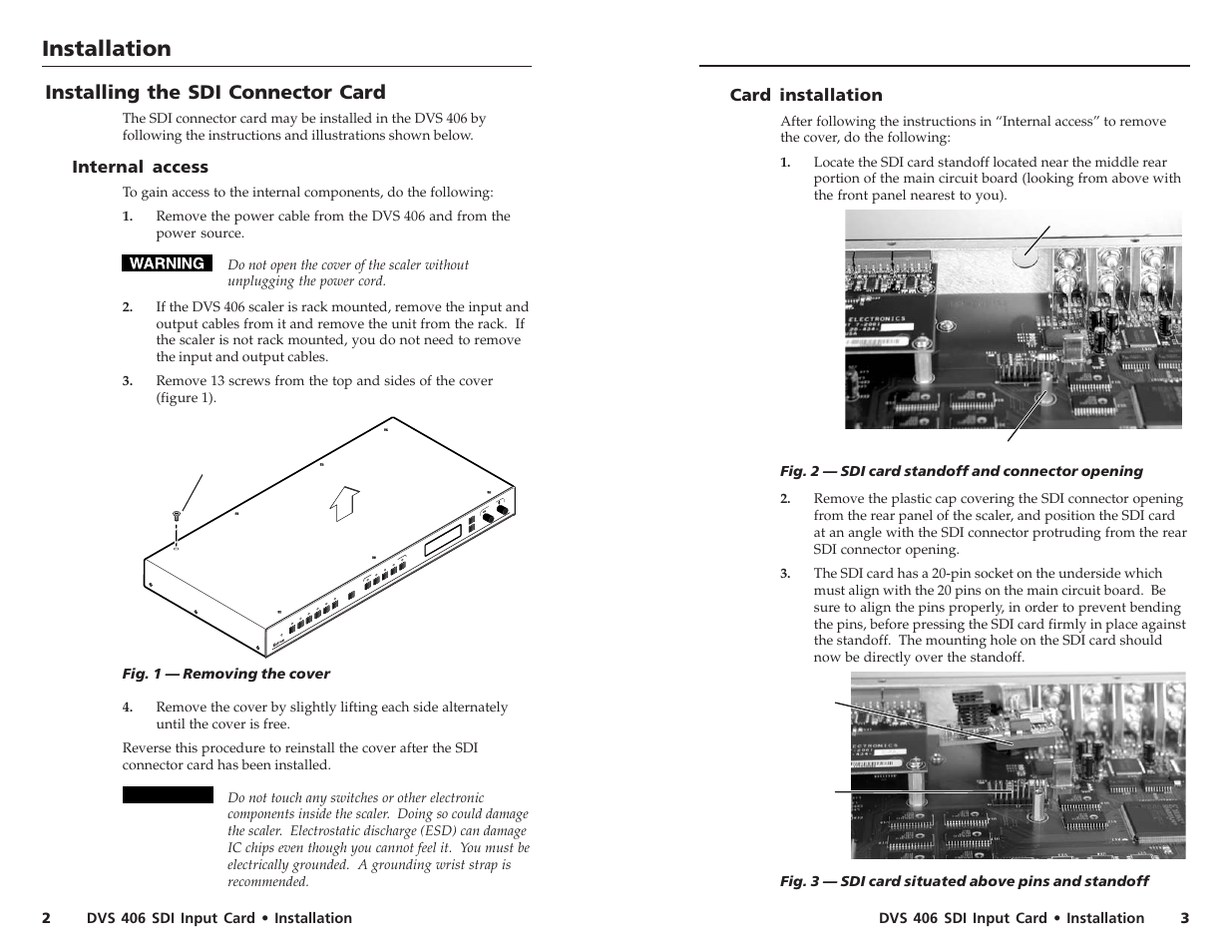 Installation | Extron Electronics DVS 406 SDI Input Card User Manual | Page 2 / 2