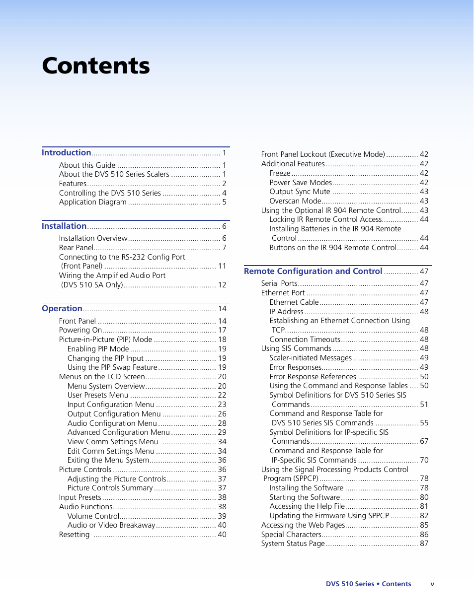 Extron Electronics DVS 510 Series User Guide User Manual | Page 5 / 128