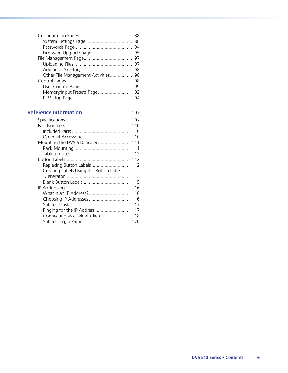 Extron Electronics DVS 510 Series User Guide User Manual | Page 6 / 128