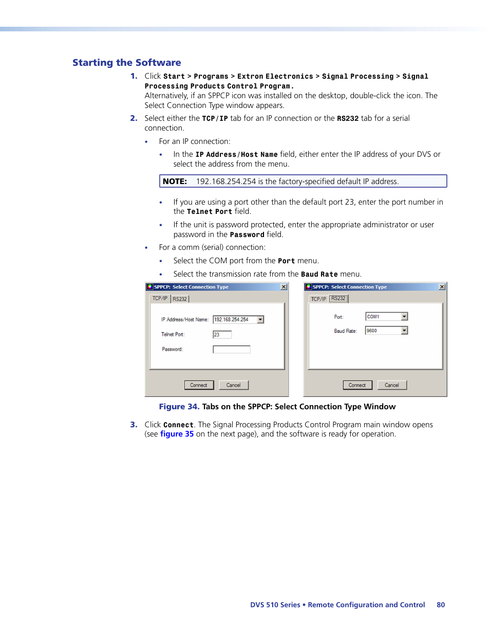 Starting the software | Extron Electronics DVS 510 Series User Guide User Manual | Page 86 / 128